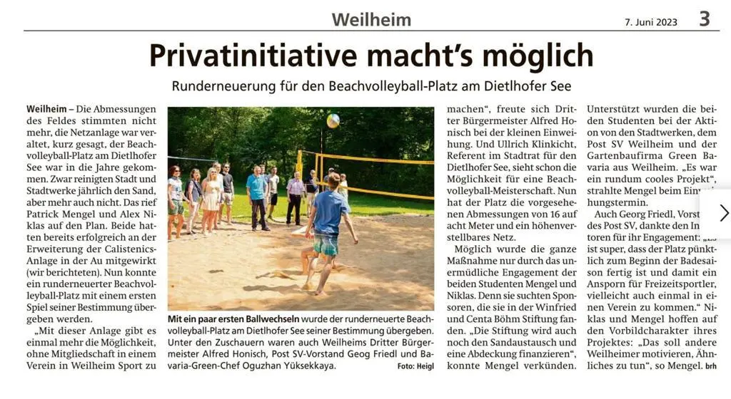 Erneuerung des Beachvolleyballfelds am Dietlhofer See